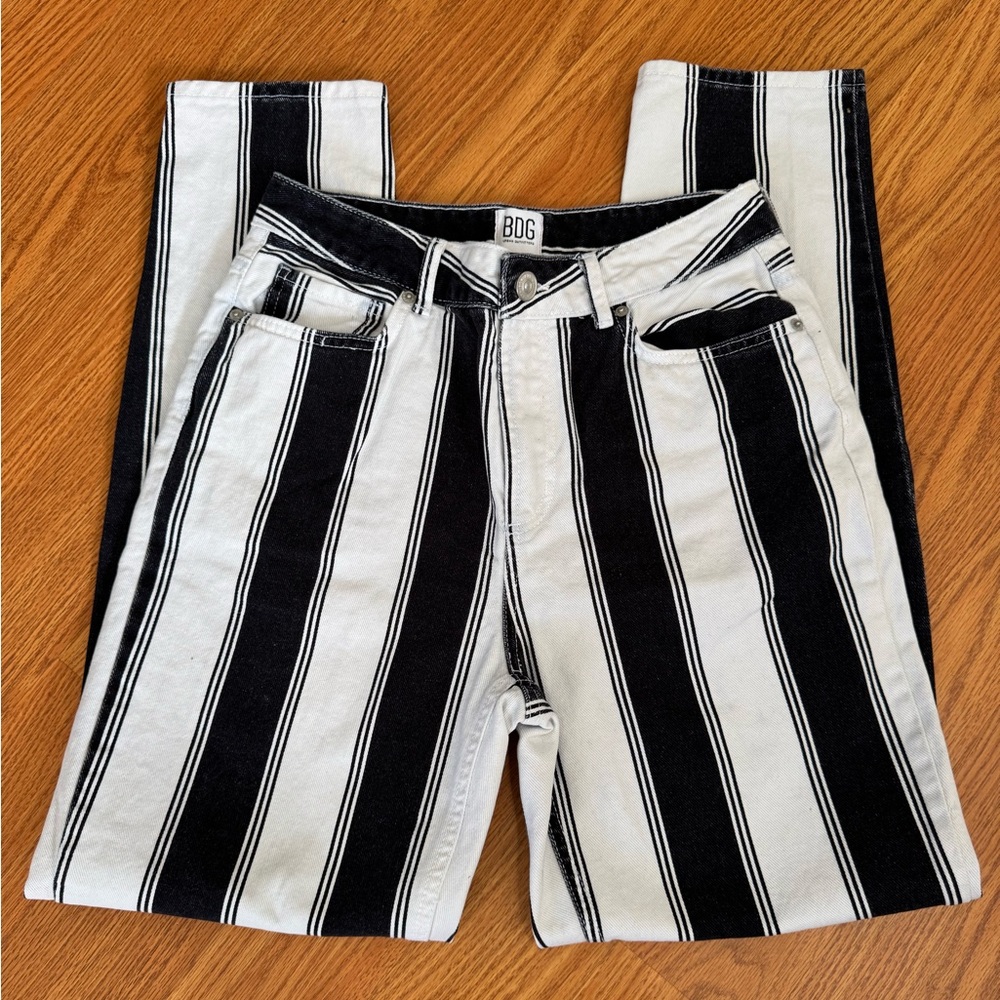 BDG Urban Outfitters Black and White Striped Mom Jeans